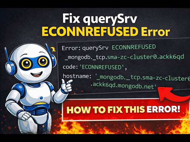 MongoDB ECONNREFUSED Error Solved | MongoDB Atlas querySrv Error Fix Step by Step (Node.js + Atlas)