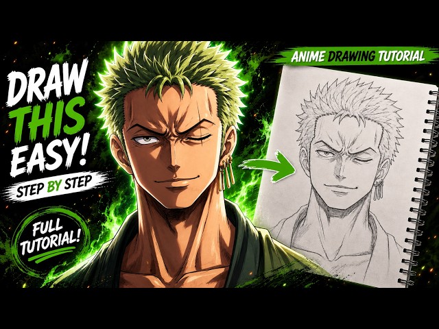 Draw this EASY Step by Step Zoro Sketch | One Piece | Full Tutorial for beginners