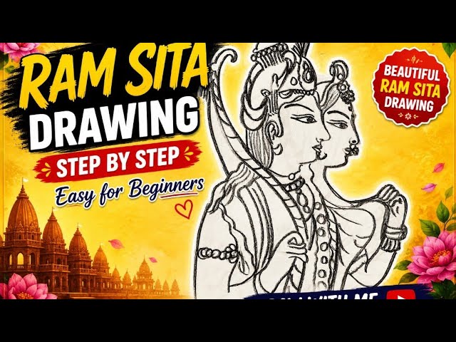 Beautiful Lord Ram & Mata Sita Drawing | Easy Art Tutorial#ekhazzroomein