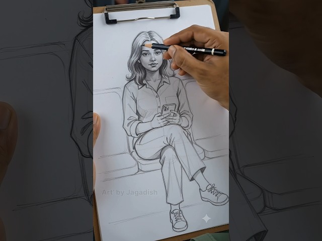 A Stranger Draws Her Realistic Full-Body Portrait on a Bus ✏️❤️ | Art Surprise | Art' by Jagadish