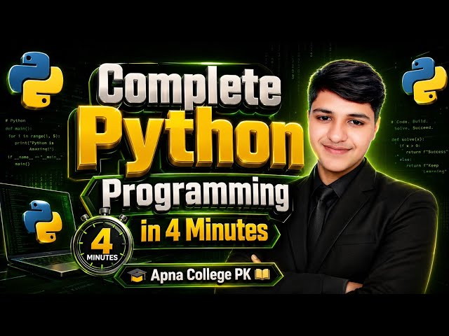 Complete Python Programming in 4 Minutes  Learn Python from Scratch | Apna College PK