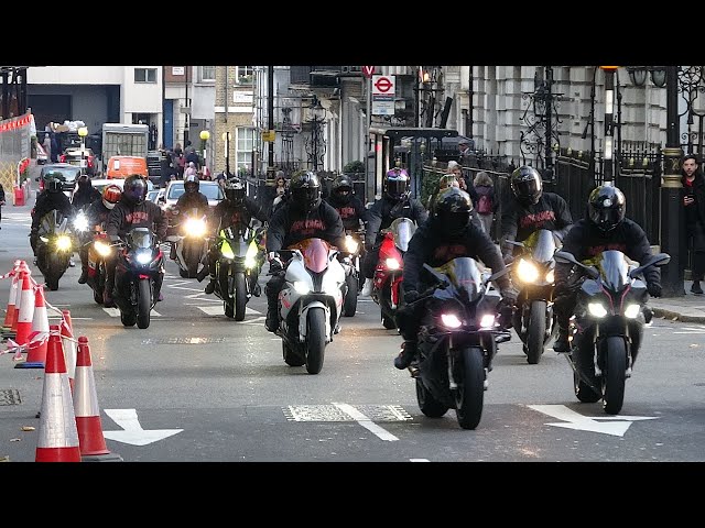 SUPERBIKES in London 2025.Yamaha R1M,BMW S1000RR,Honda CBR1000RRR