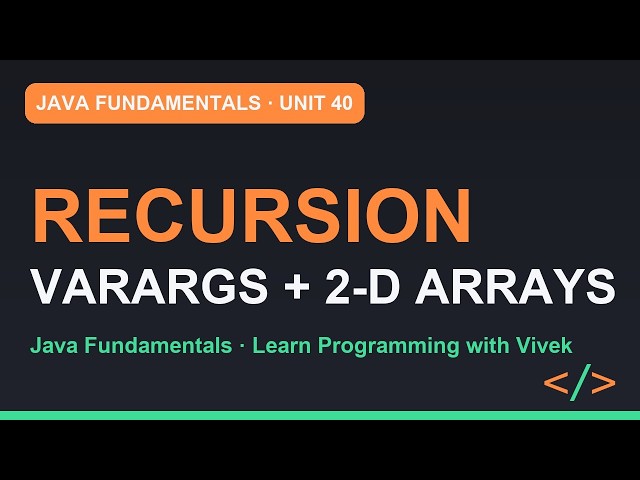 Java Fundamentals: Recursion, Varargs and Two-Dimensional Arrays | Unit 40
