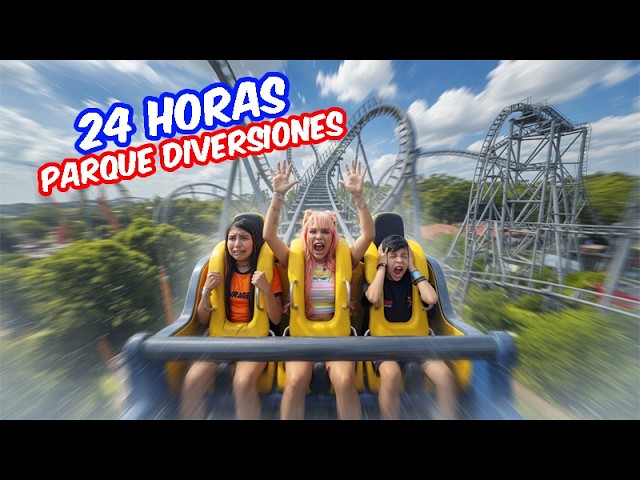 24 HOURS AT AN AMUSEMENT PARK 😱
