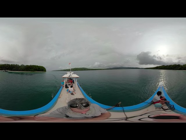 360 video of boat trip in Ujung Kolon, West Java, Indonesia