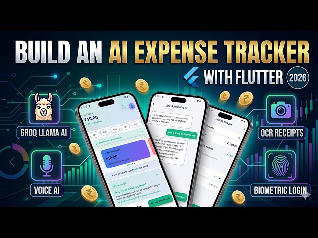 Build an AI Expense Tracker App with Flutter | Groq Llama AI, OCR, Voice AI & Biometric Login (2026)