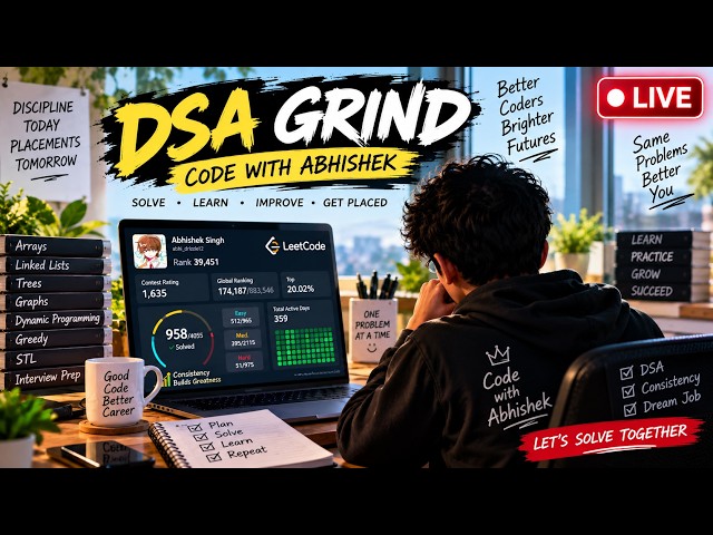 DSA LIVE 🔥 | Solving LeetCode Problems in C++ | Trees, DP, Graphs & Greedy | Placement Prep 🚀