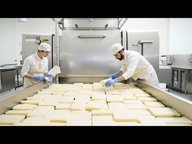 How Industrial Cheddar Cheese is Made 🧀 | 16.000-Ton Cheese Production Line
