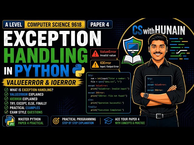 ⚠️ Exception Handling in Python | ValueError & IOError | A Level Computer Science 9618 Paper 4