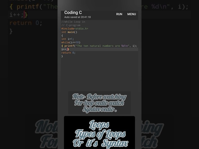 While Loop in C-Programming With Example #whileloop #cprogram #beginners