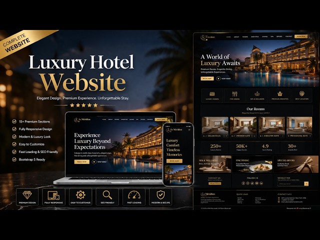 Build a Luxury Hotel Website Like Le Méridien | HTML CSS Bootstrap 5 Full Tutorial
