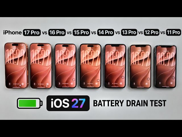 iOS 27 Battery Drain Test - iPhone 17 Pro vs 16 Pro vs 15 Pro vs 14 Pro vs 13 Pro/12Pro/11Pro 🥵
