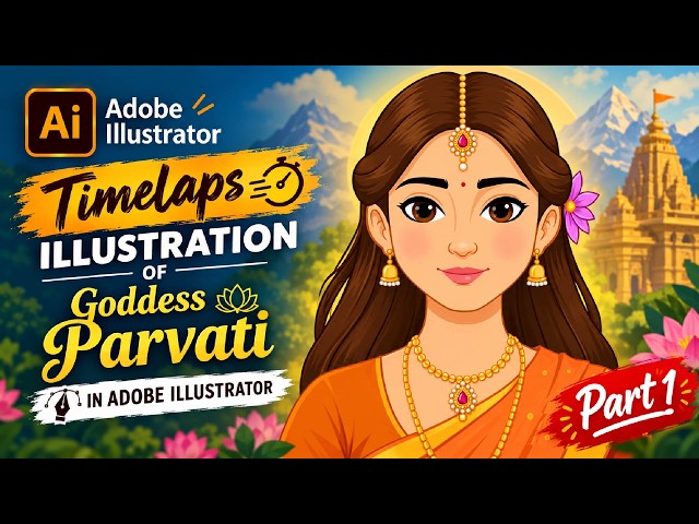 Goddess Parvati Illustration in Adobe Illustrator | Part 1 | Vector Art Timelapse
