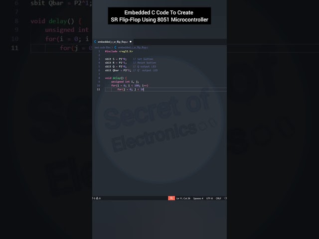 Embedded C Code to Create SR Flip-Flop Using 8051 Microcontroller