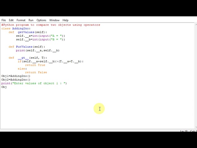 Python program to compare two objects using operators