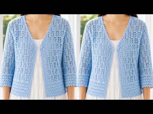 Elegant Crochet Cardigan Stitch pattern| Stunning Lace Stitch Pattern | Easy Crochet Tutorial