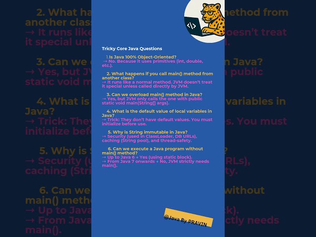 #35 Java Interview Preparation Q&A. Core Java Tricky Interview Questions For Freshers #Java