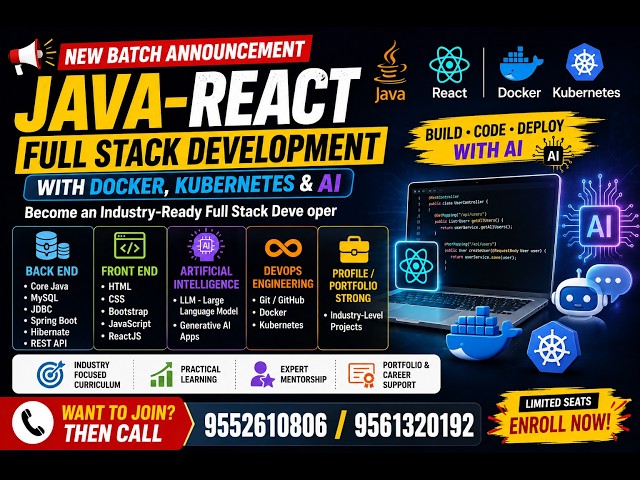 Java-React Full Stack Development Course: Docker, Kubernetes & AI Online/Offline Batch Announcement