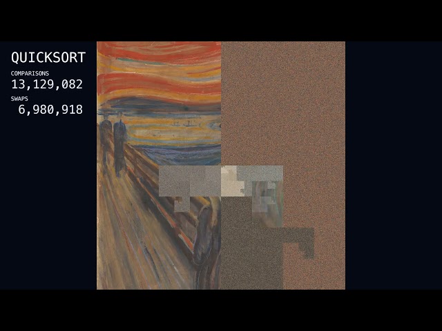 The Scream, Reassembled by Quicksort — 1,048,576 Pixels Sorted Into the Original (4K) | 9