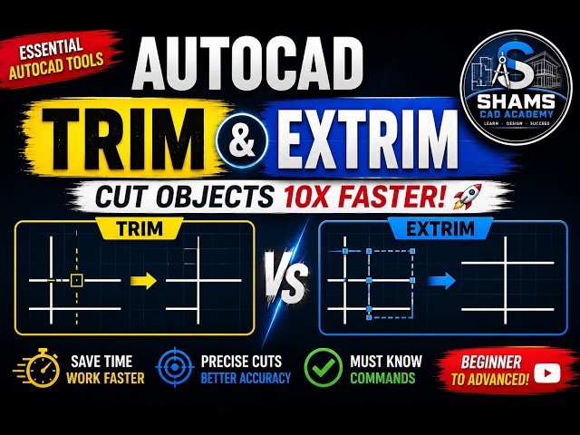 AutoCAD TRIM & EXTRIM Practical Tutorial | Cut Objects 10X Faster! 🚀