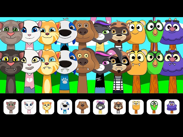 Sprunki OC All TALKING TOM,ANGELA,GINGER,HANK,BEN,ROY RACOON,SQUEAK,FLIP,GUS |All Phase 1 to Phase 2
