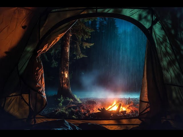 LIVE 🌧️🔥 Deep Sleep Rain & Campfire in Dark Forest | 24/7 Cozy Night Ambience for Insomnia & Study