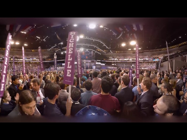 Next to the New York delegation, as first lady Michelle Obama addresses the convention.