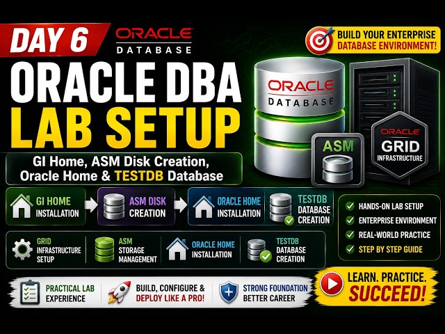 Day_6 - Oracle DBA Lab Setup | GI Home, ASM Disk Creation, Oracle Home & TESTDB Database