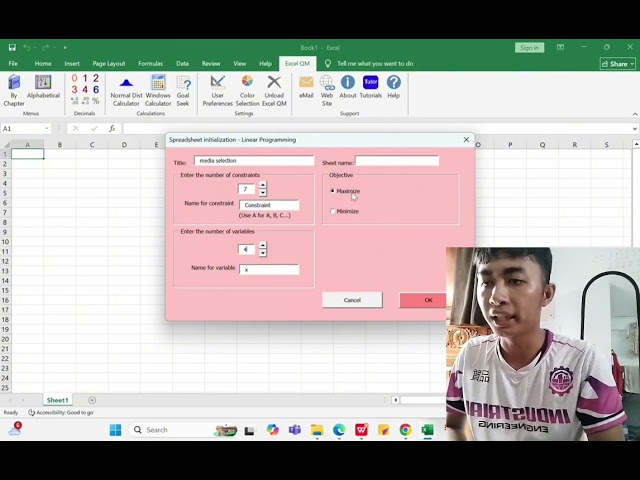 Linear Programming Applications ( Media Selection Problem Using Excel QM)