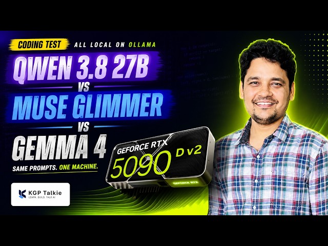 Qwen 3.8 on Ollama vs Muse Glimmer vs Gemma 4 - Local LLM Coding Test on Ollama