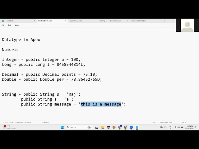 Datatypes in Apex - (25-06-26)  Nagpur Coders