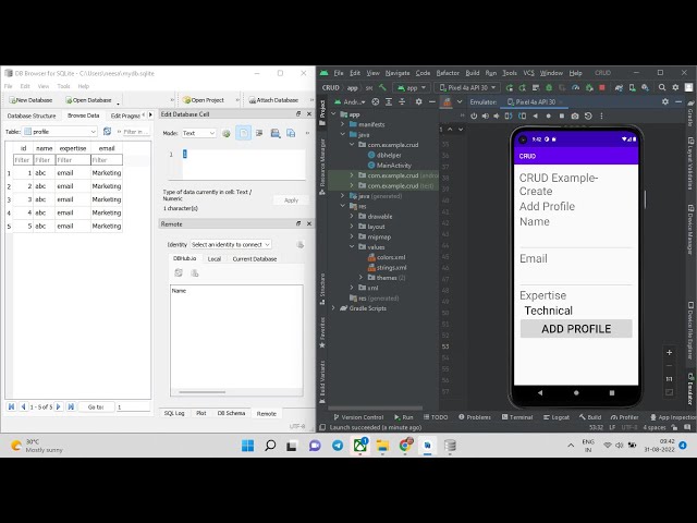 View SQLite Database and data in Android Studio