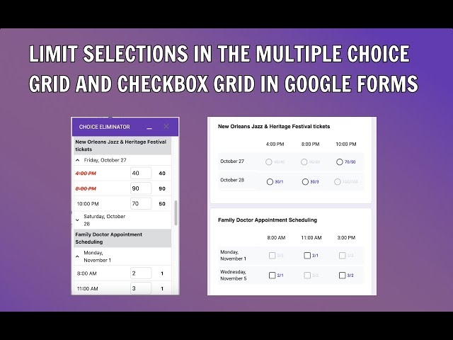 How to Limit Sections in the multiple choice grid and checkbox grid in Google Forms™