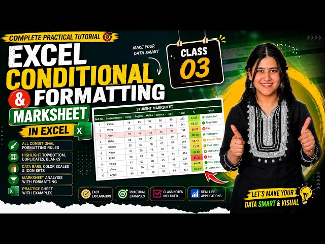🔥Class- 3 Excel Conditional Formatting सीखो आसान तरीके से | Basic to Advanced #excel  #excelcourse