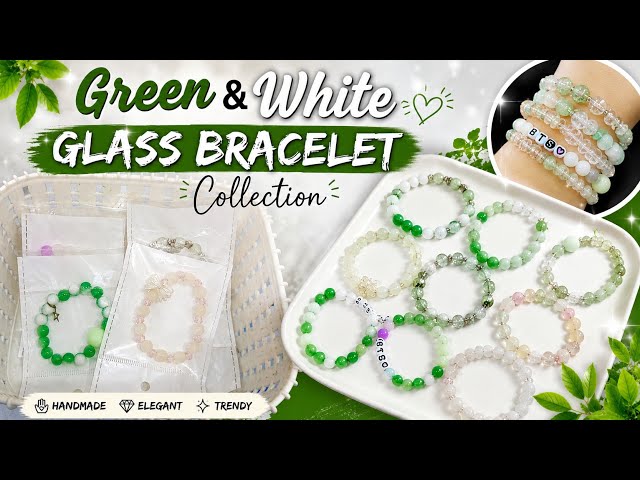 Handmade Green & White Bracelets Ideas🤍💚| Beautiful Glass Bead Collection | Trendy Jewellery Designs