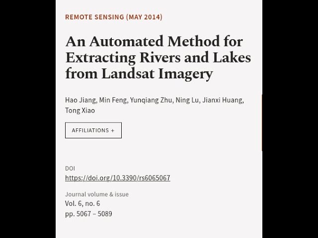 An Automated Method for Extracting Rivers and Lakes from Landsat Imagery | RTCL.TV