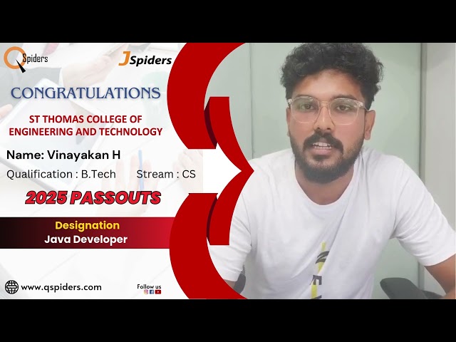 JSpiders Kochi Placement Success | Vinayakan H | Java Developer Journey