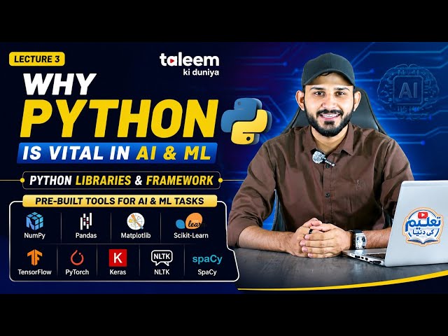 Why python is vital in AI & ML | Python Libraries & Framwork | Lecture 3 | taleemkidunya