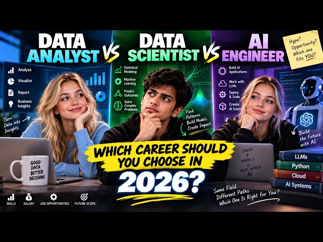 Data Analyst vs Data Scientist vs AI Engineer 🤯 | Which Career Should You Choose in 2026?