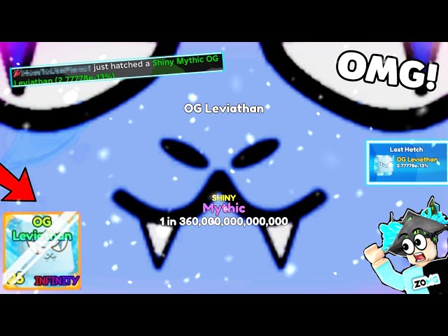 2.7e-13% 🥳 #1 SHINY MYTHIC *OG LEVIATHAN* 1 IN 360 TRILLION in Bubble Gum Simulator INFINITY!