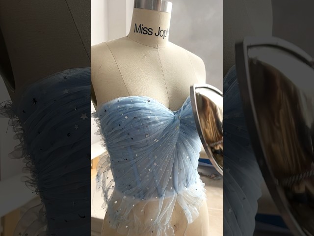 Making a midi sky blue prom dress with removable straps #fashion #sewing #promdress