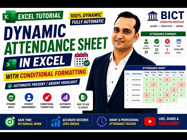 Create a Smart Attendance Sheet in Excel  Dynamic Dashboard & Conditional Formatting