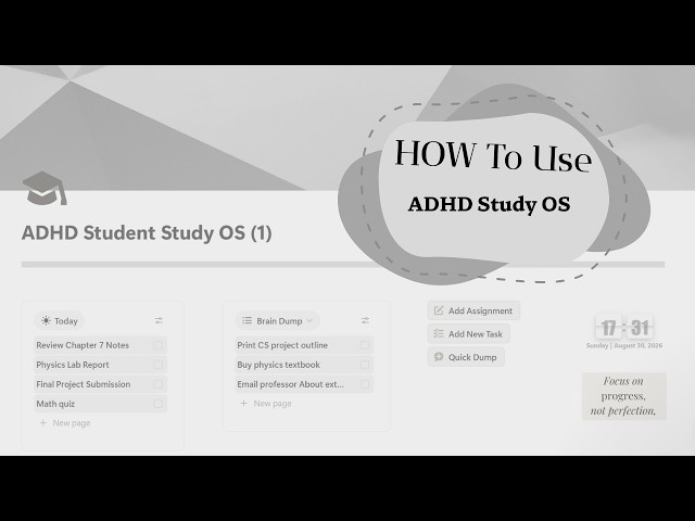 How to Use ADHD Student Study OS | Minimalist Bloom Notion Template Tutorial