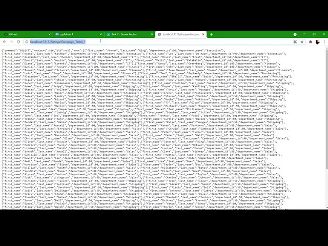 Server Routes using NodeJS, PostgreSQL, Postman and VS Code