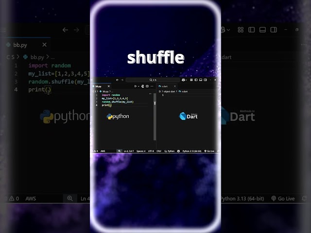 Python vs Dart: The Easiest Way to Shuffle a List #python #dart #coding #programming