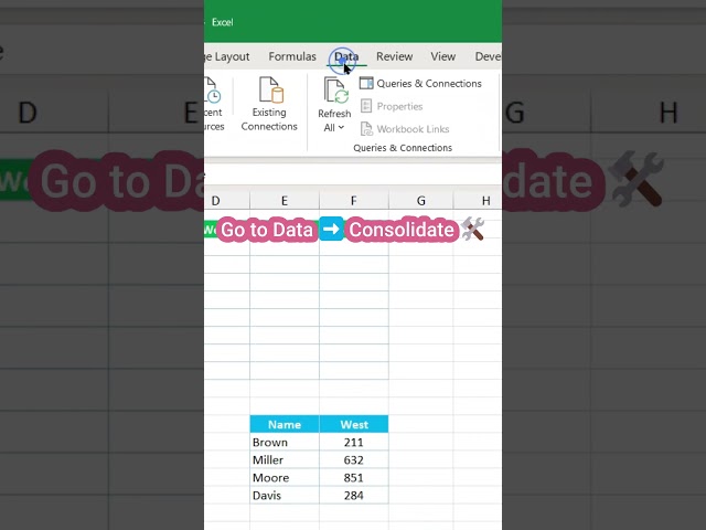 How to consolidate data in excel #excel #exceltips #exceltutorial
