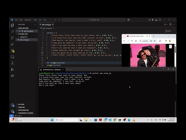 APT Kissy face lyrics code in python