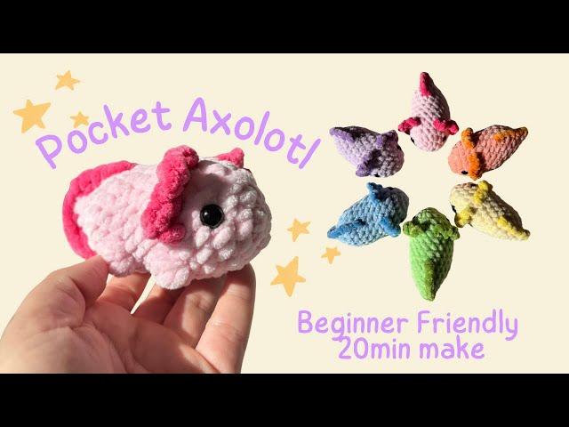 ✨🩷Crochet Pocket Axolotl 🩷✨ beginner crochet tutorial | no sew | cute mini make