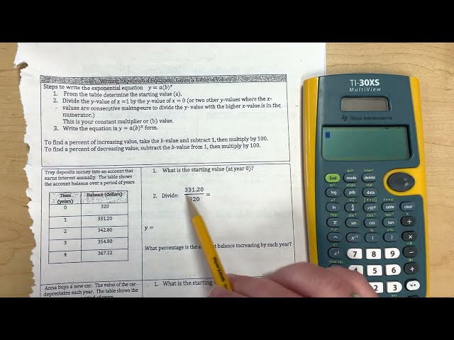 Writing Exponential Equations From a Table
