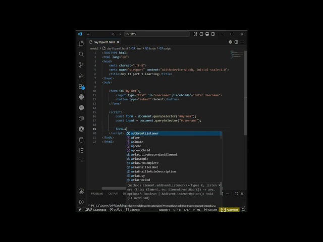 Day 11  Event Handling + Form Validation Basics #trending#reels #ai#shorts#programming#youtubeshorts